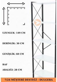 Resim Çok Amaçlı Mutfak Rafı 5 Katlı Metal İskeletli Modern Erzak Dolabı Düzenleyici Raf Ünitesi Beyaz 