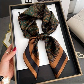 Resim Şık Kestane Çiçek Baskılı Kare Eşarp - 69.85cm Hafif, Taşınabilir, Elde Yıkanabilir - Bahar, Yaz ve Sonbahar için Mükemmel - Günlük Gezintiler için Şık Aksesuar, Hafif 