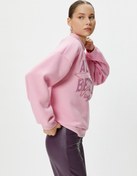 Resim Baskılı Sweatshirt Dik Yaka Yıldız İşleme Detaylı Uzun Kollu Şardonlu 
