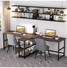 Resim Zizuva Zizuva Tasarım Kitaplıkla Bölmeli Modern 2 Kişilik Çalışma Masa (541151295) 