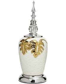 Resim Vitale Silver Beyaz Kapaklı Uzun Vazo Ak.je0169 