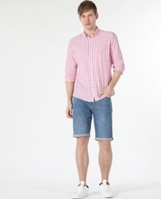 Resim Colin's Slim Fit Çizgili Pembe Erkek Uzun Kol Gömlek CL1057795_Q1.V1_PIN Pembe 