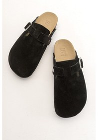 Resim Luvishoes Gons Siyah Süet Deri Kadın Terlik Siyah 