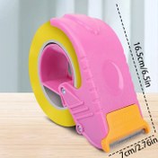 Resim Dayanıklı Plastik Kutu Sızdırmazlık Testi ile Şeffaf Bant Kesici - 16.5cm/6.5in ve 7cm/2.76in, Sarı ve Pembe, Ofis, Fabrika ve Ambalaj için Manuel İşletim, Kutu Sızdırmazlık Aracı, Fabrika Ambalaj Aracı, Modern Tasarım, Sağlam Yapı 