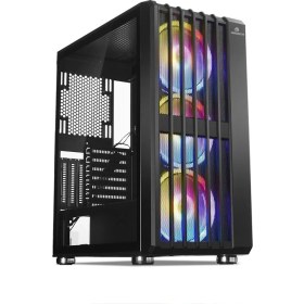 Resim GameBooster GB-H002C USB3.0 2x20cm ARGB Fanlı Mesh Panel Siyah Gaming Kasa (PSU Yok) (JBST-GBH002C) 