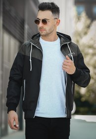 Resim Believe Baskılı Suya Dayanaklı Slim Fit Erkek Mevsimlik Mont Yağmurluk - SIYAH / S 