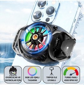 Resim Coofbe 4500 Rpm Turbo Fan Yarı İletken Soğutma Levhası Telefon Soğutucu Radyatör Tüm Telefonlara Uyumlu 