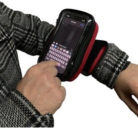 Resim Motobros Motosiklet Kola Takılan Çantalı Telefon Tutucu Kol Telefon Tutucu 6.7 E Kadar Kırmızı Renk 
