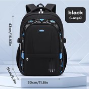 Resim Turcoshop11 Yeni İlkokul Çantası Siyah Büyük 1-3-6 Sınıflar 6-12 Yaş Erkekler Hafif Büyük Kapasiteli Sırt Çantası Siyah 