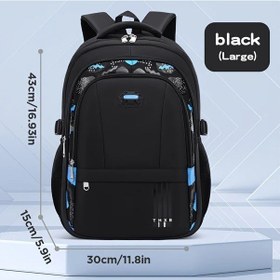 Resim Turcoshop11 Yeni İlkokul Çantası Siyah Büyük 1-3-6 Sınıflar 6-12 Yaş Erkekler Hafif Büyük Kapasiteli Sırt Çantası Siyah 