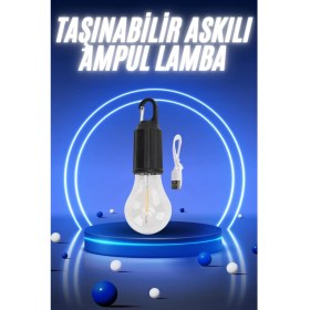 Resim Zero Land Ds-Derin Taşınabilir Şarjlı LED Ampul Askılı Lamba Kamp Bahçe Lambası 