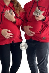 Resim Petolojim Pati Kucağı Sweatshirt (Kanguru Keseli Kedi-Köpek Taşıma Kıyafeti) S/M Beden Oversize 