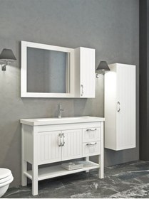 Resim NETDEKO Helen 100 Cm Banyo Dolabı-beyaz (boy Dolap Dahil ) 