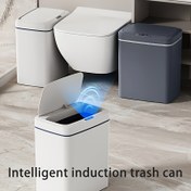 Resim MMOMED 15L Akıllı Çöp Kutusu Otomatik Sensör ile, Sessiz Kapanma, Pille Çalışan (Piller Dahil Değildir) - Mutfak, Banyo, Oturma Odası, Ofis için Şık Beyaz/Gri Tasarım - Zeki İndüksiyonlu Çöp Kovası, MMED 