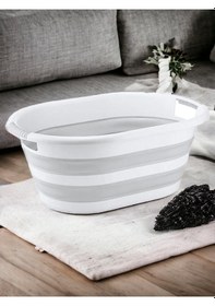 Resim Vera Bath Katlanır Çamaşır Sepeti Magic Akordeon Katlanır Çamaşır Selesi Beyaz-gri 