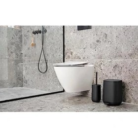Resim Time Banyo Için Çöp Kutusu, Küçük Kozmetik Kovası, Kapaklı Çöp Kutusu, Çap 20,8 Cm, Yükseklik 27,5 Cm, Kapasite 3 Litre, Siyah 