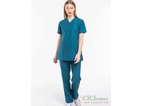 Resim Cici Forma Zarf Yaka Petrol Yeşili Takım 