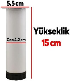 Resim Badem10 Ayarlanabilir Mobilya Kanepe Baza Koltuk Metal Destek Yükseltici Ayağı 15 cm Beyaz Ayakları 8 Adet 