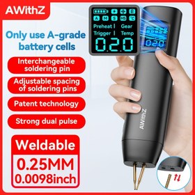 Resim Awithz Taşınabilir El Tipi Spot Kaynak Makinesi, Dijital Ekran, 90 Ayarlanabilir Seviye, DIY Tutkunları, Pil Üretimi, 18650/Nikel/Bakır/Çelik vb. Kaynak için Uygun 