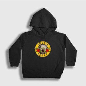 Resim Presmono Unisex Çocuk Logo Guns N' Roses Kapüşonlu Sweatshirt Siyah 