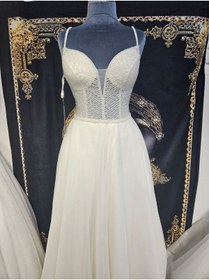 Resim BY SD MY DREAM Transparan kristal işlemeli helen gelinlik 