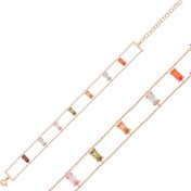 Resim Bracelet pour femme en pierre baguette couleur rose argentée 