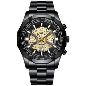 Resim Sones Fngeen 5781 Çok İşlevli Spor Su Geçirmez Kuvars Saat Siyah Çelik Beyaz Yüzey 