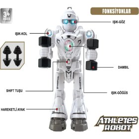 Resim Trendzone Oyuncak Pilli Sesli Müzikli Işıklı Hareket Eden Şınav Çeken Atletik Sporcu Robot 25CM 