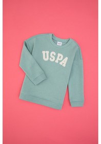 Resim U.S. Polo Assn. Kız Çocuk Mint Bisiklet Yaka Şardonlu Sweatshirt 50317878-VR090 