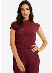 Resim Defacto Slim Fit Dar Kesim Tek Omuzlu Bürümcük Bluz G2703ax25aubr237 Bordo 