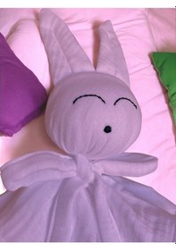 Resim Müslin Bebek Uyku Arkadaşı 4 Katlı Tavşan Organik Pudra Pembe 