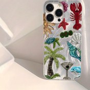 Resim Palm Tree Ocean Desenli, Anti-Parmaç ve Çizilmeye Karşı Koruyucu, for iPhone 16, 15, 14, 13, 12, 11, X, XR Modelleri İçin Uygun, Yumuşak ve Parlak Bir Telefon Kılıfı 