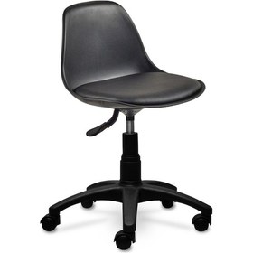 Resim Ofiscombin Ofis Döner Tekerli Danışma Çocuk Ders Çalışma Koltuğu Tabure Siyah Deri 00047499800 