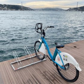 Resim İleri Trafik Bisiklet Park Yeri Üçlü Galvaniz EKO, Park Demiri 105 x 40 cm 