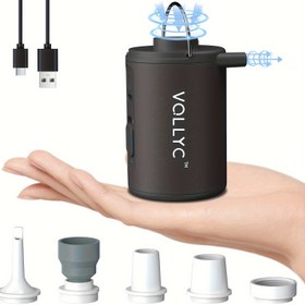 Resim VOLLYC Elektrikli Taşınabilir Mini USB Otomatik Pompası, Dahili 800mAh Pil ile Şarj Edilebilir Hava Pompası, Açık Hava Kampı, Bahçe, Havuz, Şişme Yatak Kanepe Yastık, Vakumlu Depolama Çantası için Uygun 