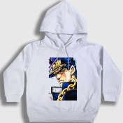 Resim Presmono Unisex Çocuk Beyaz Jotaro Kujo V2 Anime Jojo Kapüşonlu Sweatshirt 