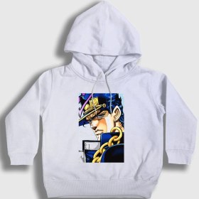 Resim Presmono Unisex Çocuk Beyaz Jotaro Kujo V2 Anime Jojo Kapüşonlu Sweatshirt 
