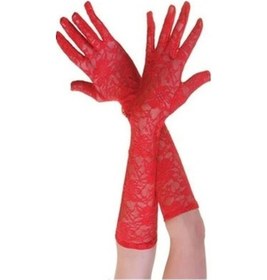 Resim Kırmızı Renk Orta Boy Dantelli Eldiven 