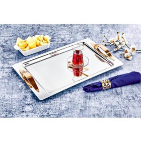 Resim Özlife Kayra Gold & Çelik Büyük Boy Tepsi 383 