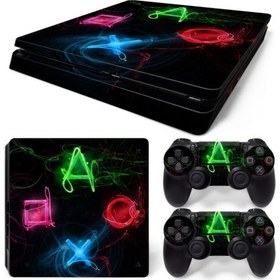 Resim Sanatsal Kol Düğmeleri Playstation 4 Slim Kasa Sticker Kaplama 