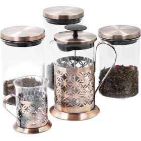 Resim PremiumPort Şık 5 Parça French Press Seti, Kahve ve Çay Keyfi Için Ideal Seçim 