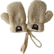 Resim Boyundan Asılı Yürümeye Başlayan Çocuk Eldivenleri Yumuşak Sıcak Eldivenler Kış Eldivenleri Rahat Eldivenler Ekstralar İçin Hafif Sıcaklık Ve Konfor Süt Beyazı 