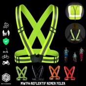 Resim Motiva Yüksek Görünüm Reflektif Yelek Sarı Fosforlu Neon Bisiklet, Motosiklet,Scooter Gece İkaz Uyarı Yelek 