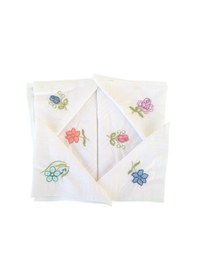 Resim Hediyelik İşlemeli Bayan Mendili 12 Adet 28x28 Cm 100 Pamuk Beyaz 