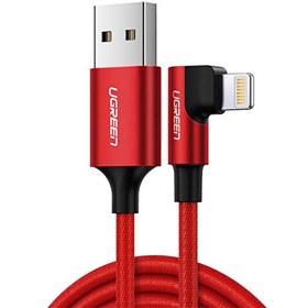 Resim 90 Derece Açılı Lightning iPhone 1 M Kırmızı Şarj ve Data Kablosu 