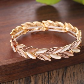 Resim Zarif Haki Yaprak Tasarımlı Esnek Bilezik - Çinko Alaşımı, Günlük Kullanım & Partiler İçin Mükemmel 