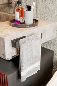 Resim Zift Unique Paslanmaz Çelik Mat Siyah Havlu Askısı - Yapışkanlı Havluluk - Banyo & Lavabo Havlu Tutacağı - STİLO 