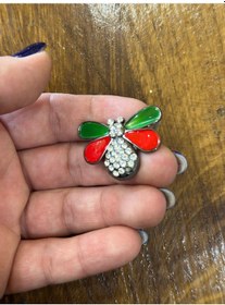Resim Renkli Zirkon Taşlı Arı Broş Yaka İğnesi Giyim Türban Aksesuarı 3 x 2 CM Yeşil 
