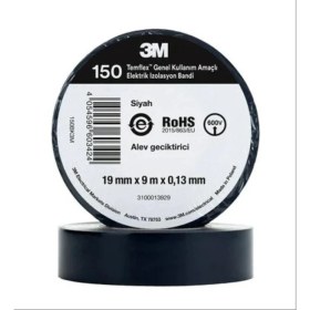 Resim 3m Elektrik Kablo Bandı ((Siyah)) (Orijinal) 