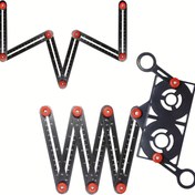 Resim 7 parçalık Alüminyum Alaşımlı Çok Açılı Cetvel Seti, 6 Köşe Ölçüm Aracı, Fayans, Marangozluk, DIY Ahşap İşleri, Metal İnşaat için Evrensel Konumlandırma Şablonu, Elektrik veya Pil Gerekmez 